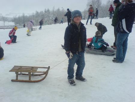 quentin qui fait de la luge