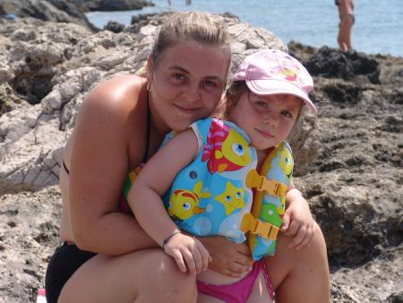 Ma fille et moi aux rochers